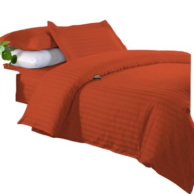 1003 TC New Egyptian Cotton 4 PC Sheet Set Stripe & US Twin, Brick Red_Full
