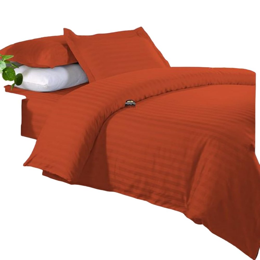 1003 TC New Egyptian Cotton 4 PC Sheet Set Stripe & US Twin, Brick Red_Full