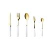 PEKJI Mirror polished silverware set simple kitchen utensils stainless steel cutlery set home ceramic handle knife fork spoon view 1