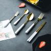 PEKJI Mirror polished silverware set simple kitchen utensils stainless steel cutlery set home ceramic handle knife fork spoon view 4
