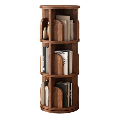 5 Tier Rotating Bookshelf Modern 360 Tall Book Shelf Storage Display Rack Floor Standing Shelves with Baffle for Home Living Room Study Office (Color : Walnut, Size : 39 * 99cm)