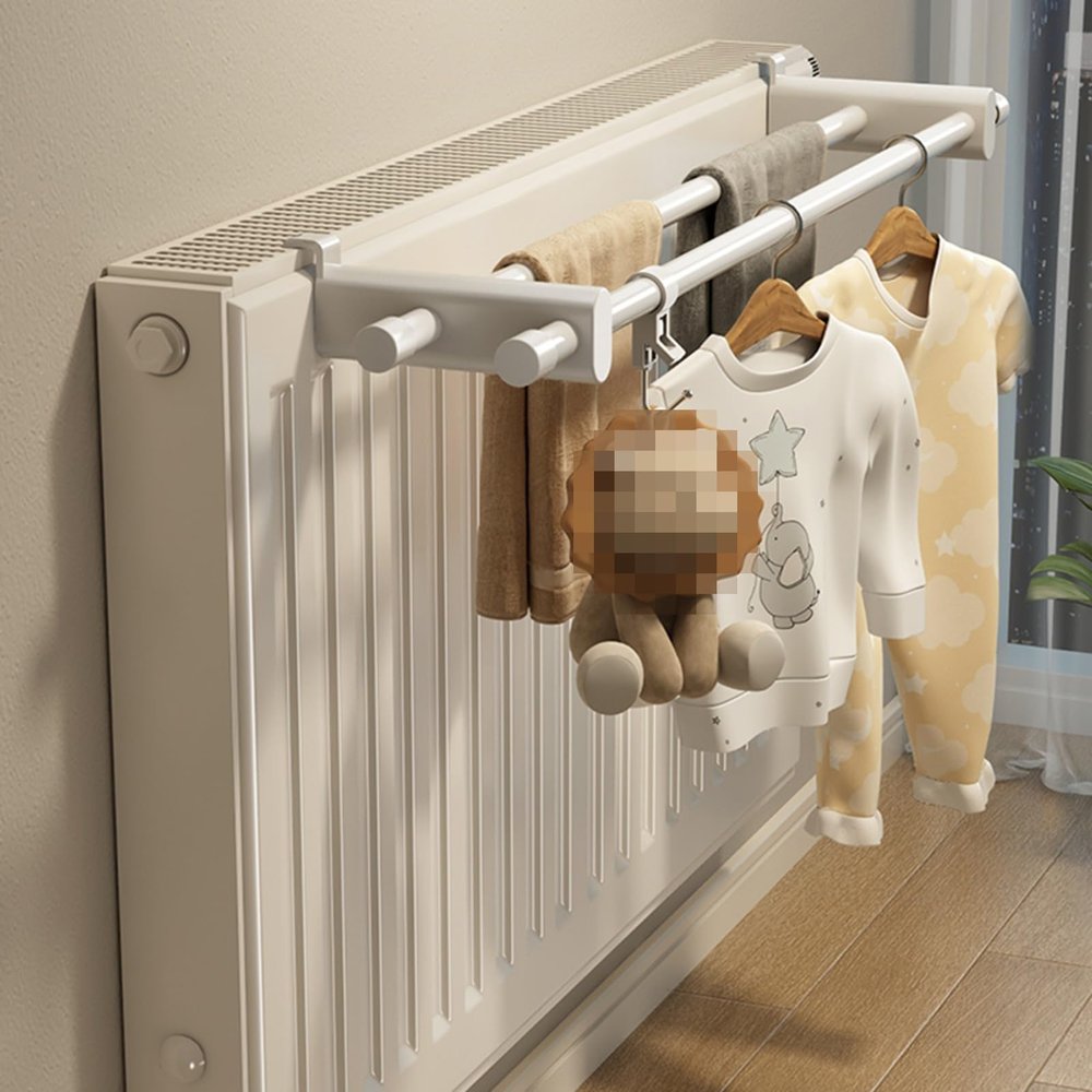 GQJNHUI Radiator Clothes Airer Rack, Hanging Drying Rack Airer50cm,70cm,90cm,110cm,130cm,No Drilling 2 Bar Radiator Dryer Rack (Size : 110CM)