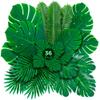 Decopom Palm Leaves Artificial Tropical Monstera 36Pack 6 Kinds Large Small Green Fake Palm Leaf with Stems view 3