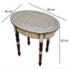 FAMA.store Morrocan Table Design Mother of Pearl Inlaid,Arabic Side Corner cofee Table for Living Room (Brown Oval) view 3