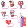 6-Piece Sweet Valentine's Day Straw Covers for Stanley Cup, 0.4in/10mm Diameter Straw Toppers Cap,Compatible with Stanley 20 30&40 0z Cup, Dust-Proof Straw Caps for Water Bottle view 1