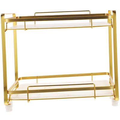 LIFKOME Bathroom Countertop Organizer Elegant Marble Design Cosmetic Storage Shelf with Feet for Makeup Shampoo and Toiletries Easy to Clean and Install