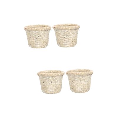 TEHAUX 2sets Waste Basket Woven Trash Can Seagrass Material Multi-Function Trash Holder for Home Decor 2pcs*2