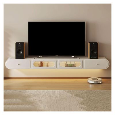 TV Floating Cabinet Ultra Thin Floating 78.7 inch TV Stand with LED Lights, Hanging TV Cabinet Entertainment Center Media Console, Wall Mounted Shelf Media Console Cabinet with Large Storage for Livin