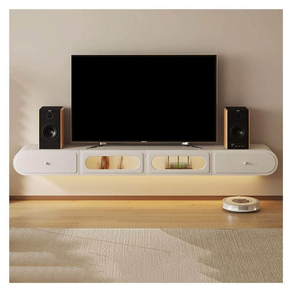 TV Floating Cabinet Ultra Thin Floating 78.7 inch TV Stand with LED Lights, Hanging TV Cabinet Entertainment Center Media Console, Wall Mounted Shelf Media Console Cabinet with Large Storage for Livin