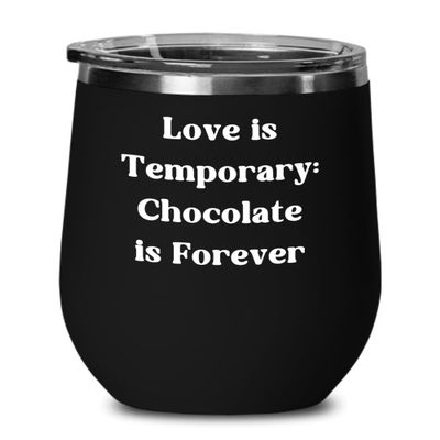 Gifts for Divorce, Gift for Breakup Women Men Chocolate Happy Divorce, Wh Tx Lidded Wine Tumbler 12 oz.