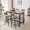 Hlcodca Bar Dining Table Set, Kitchen Counter Height Table & 4 Pu Leather Upholstered Stools with Backrest Space-Saving Dining Room Table Set for Small Space (Grey/Bar Table Set) view 1