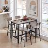 Hlcodca Bar Dining Table Set, Kitchen Counter Height Table & 4 Pu Leather Upholstered Stools with Backrest Space-Saving Dining Room Table Set for Small Space (Grey/Bar Table Set) view 2