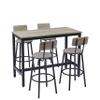 Hlcodca Bar Dining Table Set, Kitchen Counter Height Table & 4 Pu Leather Upholstered Stools with Backrest Space-Saving Dining Room Table Set for Small Space (Grey/Bar Table Set) view 4
