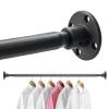 Closet Clothes Hanging Rod, 15-25 inch Adjustable Size, Screw Fixing Connection, for Closet Wardrobes Laundry RV, Black view 1