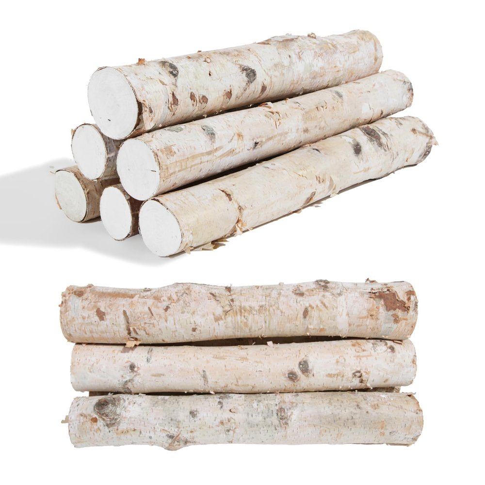 6 Pack Birch Logs Decorative Natural Birch Log for Decoration,Crafts,DIY,White Birch Logs for Fireplace Decor Firewood(Logs:1.4"-2.6" Dia. x 16.5" Length)