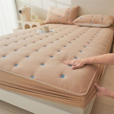 MTNBHH Thickened Mattress Cover, All Inclusive Fitted Sheet Protector 100% Cotton Soybean Quilted Bedspread for Apartment Bedroom (Color : Brown, Size : 150 * 200cm)
