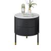 WAOCEO Side Table Small Side Table with 2 Drawers, Bedside Furniture, Night Stand, End Table with Gold Frame for Bedroom,Living Room, Round Coffee Table Cocktail Table End Table (Color : Black) view 1