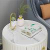 WAOCEO Side Table Small Side Table with 2 Drawers, Bedside Furniture, Night Stand, End Table with Gold Frame for Bedroom,Living Room, Round Coffee Table Cocktail Table End Table (Color : Black) view 4