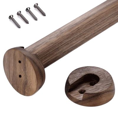 Clothes Hanging Rod Laundry Room Wood Rustic Closet Rod for Curtain Room Divider with Support Kits, Wall Closet Bar for Wardrobe Assistant Corner, Space-Saving Hanging Clothes Rack ( Size : 40cm/15.7