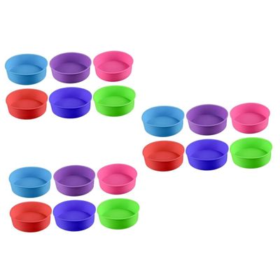 Cabilock 3pcs Round Baking Pan Silicone Cake Non-stick Easy for Birthday Layer Cakes Random Color
