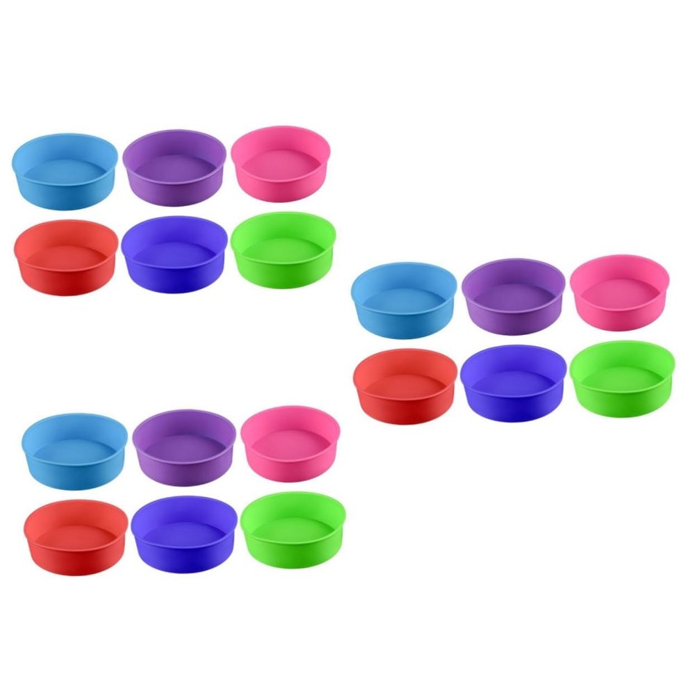 Cabilock 3pcs Round Baking Pan Silicone Cake Non-stick Easy for Birthday Layer Cakes Random Color