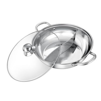 Ciieeo 1set Stainless Steel Double Flavor Hot Pot Household Multi-purpose Stockpot Lid Design for Induction Gas and Electric Stoves for Chinese Style Cooking