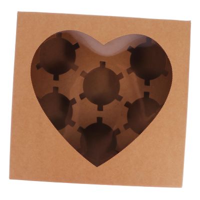 BIUDECO 10pcs Heart-shaped Window Muffin Boxes Food Container for and Desserts Easy to Assemble Portable Packaging for and Events