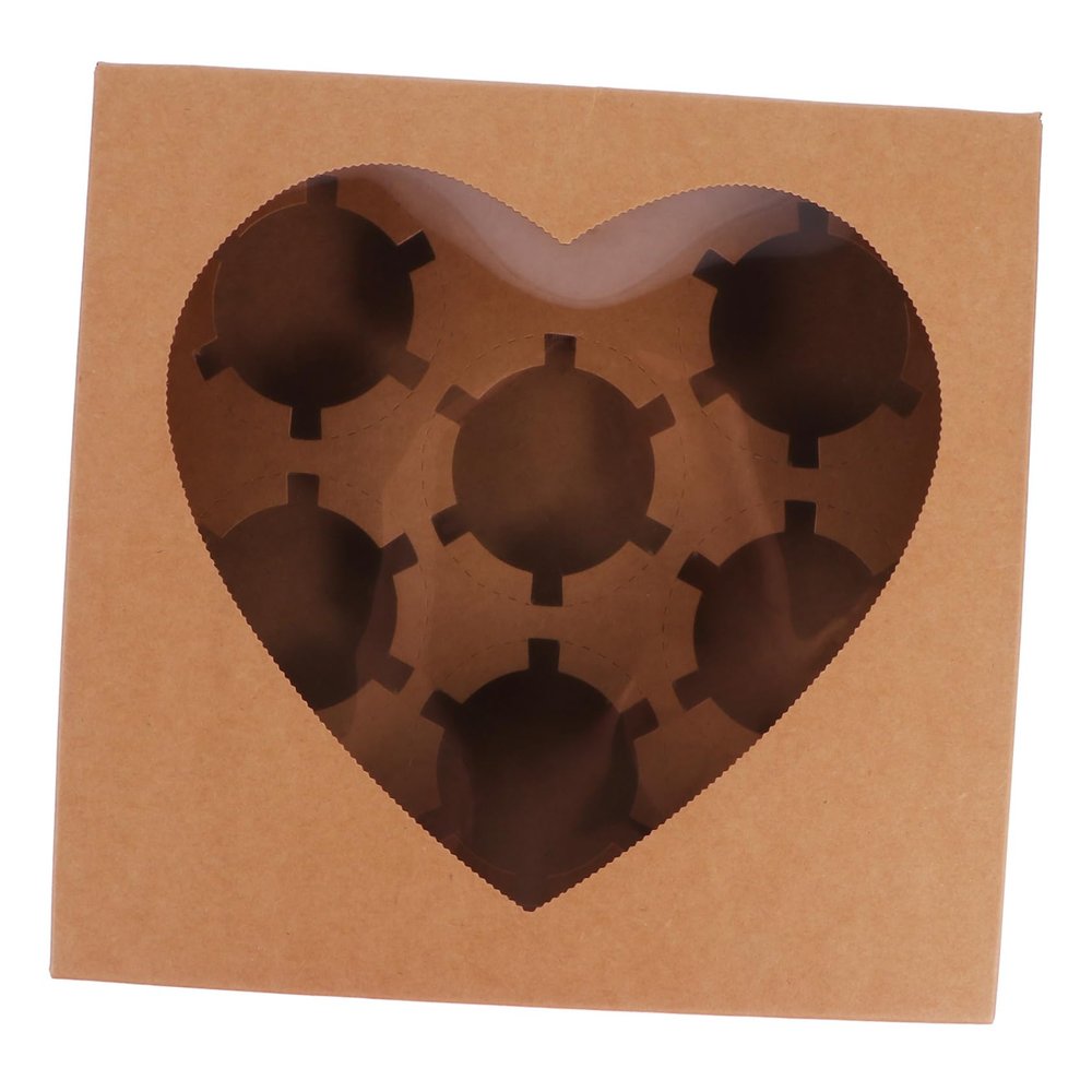 BIUDECO 10pcs Heart-shaped Window Muffin Boxes Food Container for and Desserts Easy to Assemble Portable Packaging for and Events