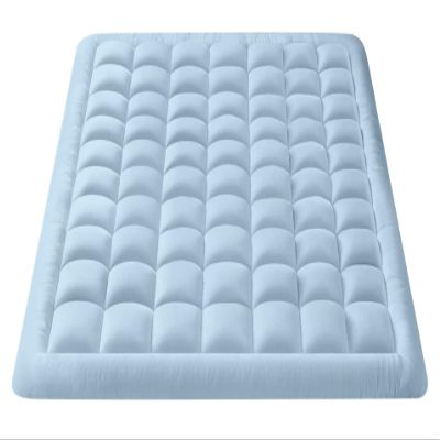 Twin Size- 3 Piece 800 GSM Down Alternative 3 Inch Thick Upto 15" Deep Pocket Fitted Mattress-Topper Protector for Extra Soft Comfortable Sleep for All Season- Twin(39X75 Inche), Light Blue