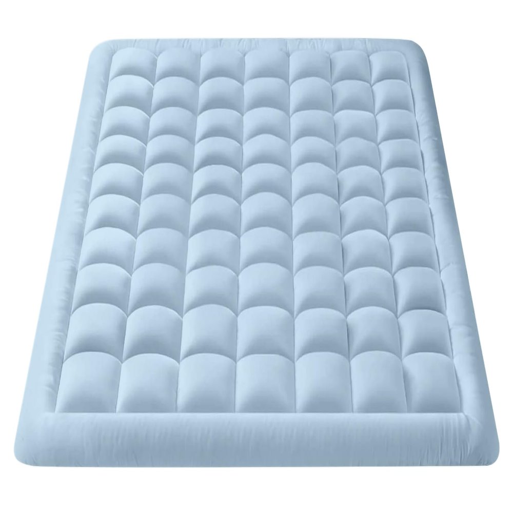 Twin Size- 3 Piece 800 GSM Down Alternative 3 Inch Thick Upto 15" Deep Pocket Fitted Mattress-Topper Protector for Extra Soft Comfortable Sleep for All Season- Twin(39X75 Inche), Light Blue