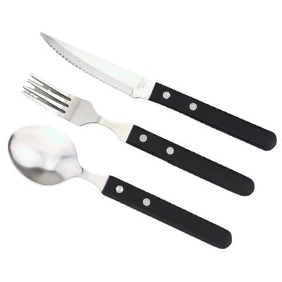 WHIERGGIN Silverware Set, 3/12/18/24 Pieces Steak Knives, Forks And Spoons Restaurant Stainless Steel Tableware Home Tableware Set (Color : Black, Size : 8Set-24Pcs)