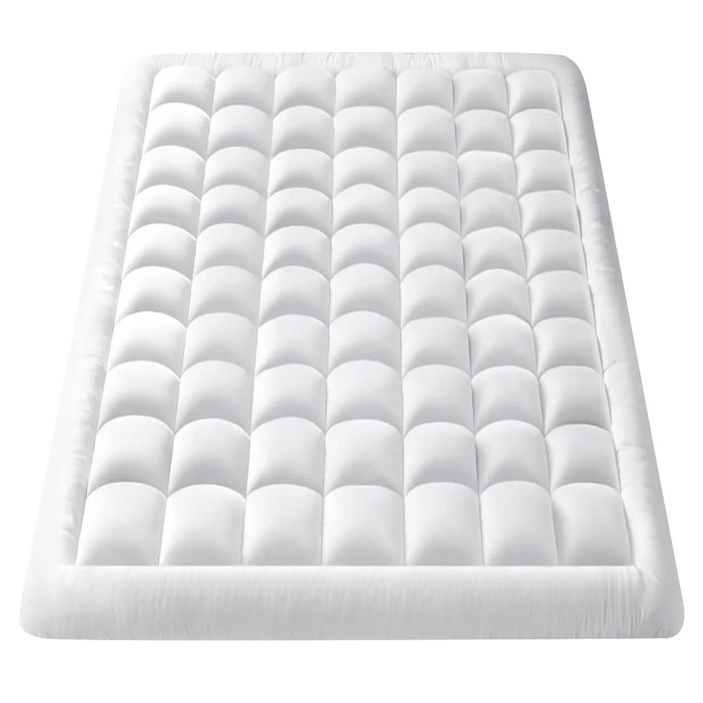 Queen Size- 1 Piece 800 GSM Down Alternative 3 Inch Thick Upto 15" Deep Pocket Fitted Mattress Topper Protector Extra Soft Comfortable Sleep for All Season- Queen(60X80 Inche), White