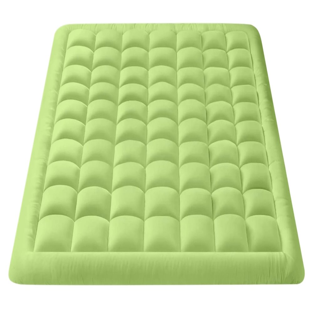 Queen Size- 3 Piece 800 GSM Down Alternative 3 Inch Thick Upto 15" Deep Pocket Fitted Mattress-Topper Protector for Extra Soft Comfortable Sleep for All Season- Queen(60X80 Inche), Sage Green