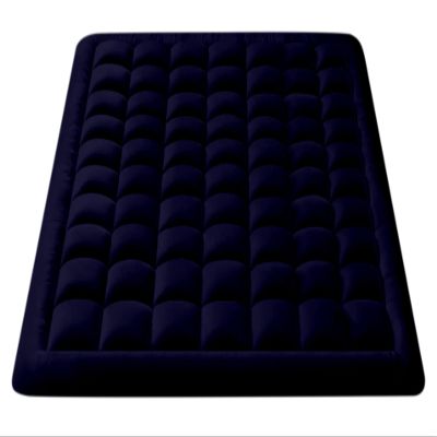 Queen Size- 1 Piece 800 GSM Down Alternative 3 Inch Thick Upto 15" Deep Pocket Fitted Mattress-Topper Protector for Extra Soft Comfortable Sleep for All Season- Queen(60X80 Inche), Navy Blue
