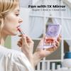 Gaiatop Portable Handheld Fan, 3 Speed LED Makeup Mirror with Light, Folding Stand for Desktop, Rechargeable Mini Personal Fans Small Travel Essentials Gifts for Women Girls view 4