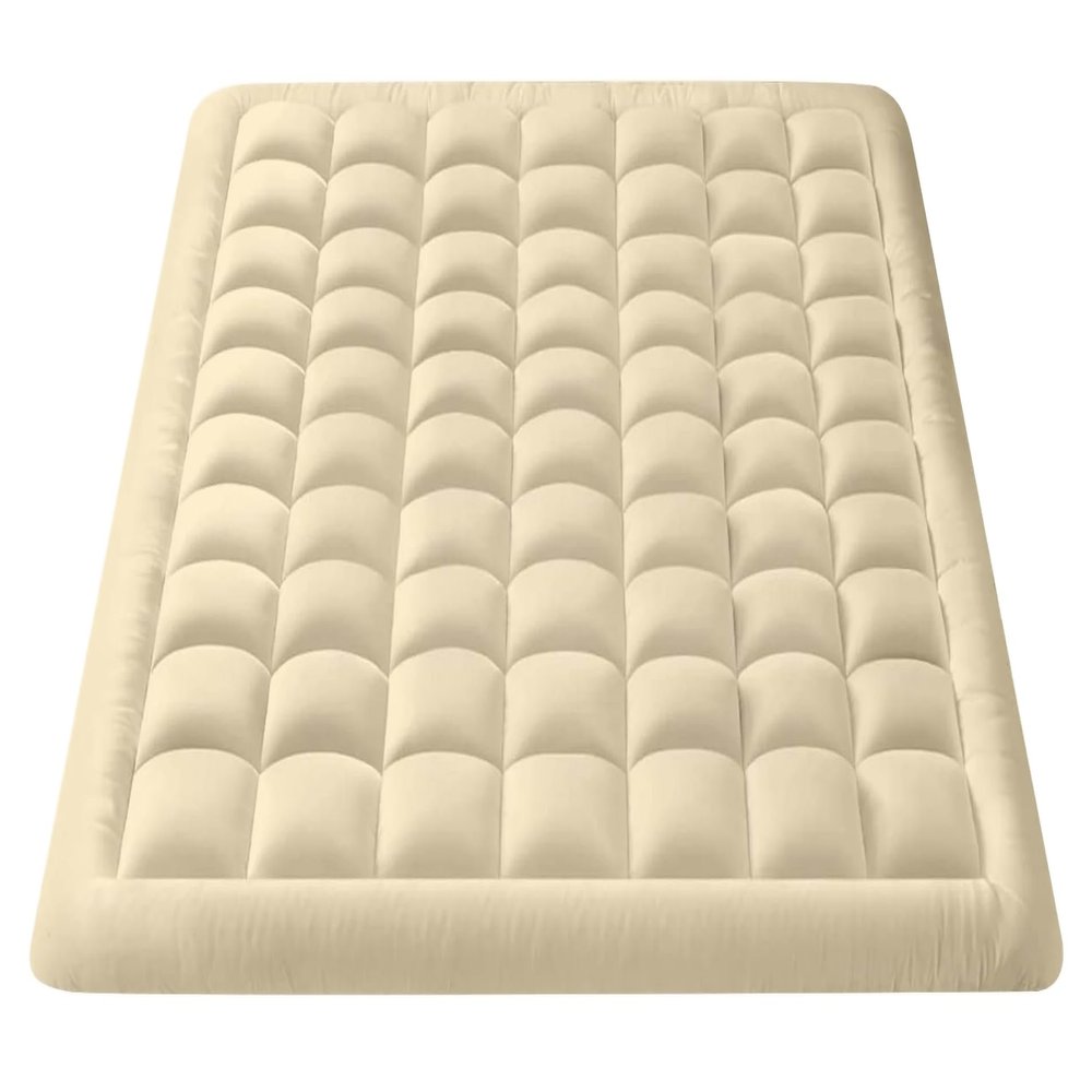 Queen Size- 3 Piece 800 GSM Down Alternative 3 Inch Thick Upto 15" Deep Pocket Fitted Mattress-Topper Protector for Extra Soft Comfortable Sleep for All Season- Queen(60X80 Inche), Ivory