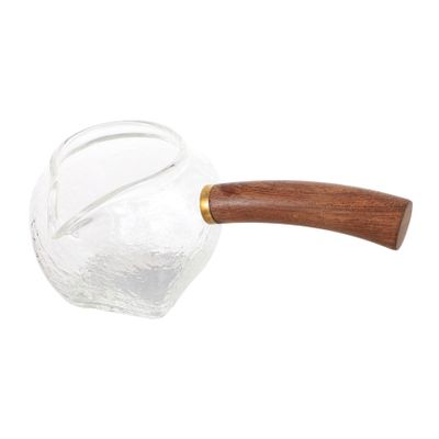 Ciieeo Japanese Style Wooden Handle Heat-resistant Glass Teapot Tea Cup Side Handle 201-300ml Capacity for Afternoon Te