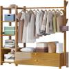 Clothes Rack, Bamboo Coat Rack on Feet with Bar and 3 Layer Shelves, Cloakroom Wardrobe Load 100kg, for Bedroom Entrance Rustic Brown 85x29x158cm view 1
