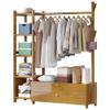 Clothes Rack, Bamboo Coat Rack on Feet with Bar and 3 Layer Shelves, Cloakroom Wardrobe Load 100kg, for Bedroom Entrance Rustic Brown 85x29x158cm view 2