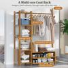 Clothes Rack, Bamboo Coat Rack on Feet with Bar and 3 Layer Shelves, Cloakroom Wardrobe Load 100kg, for Bedroom Entrance Rustic Brown 85x29x158cm view 3
