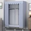 Wardrobe Portable Canvas Wardrobe,Large Clothes Storage Organizer with Hanging Rail,Shelves,Foldable Closet for Bedroom,Living Room,C-105x45x170cm view 3