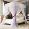 U-Shaped Rail Canopy Curtain Bed Frame Double Layer Mosquito Net Bed Frame Curtain Brackets Canopy Bed Frame Post Poles with Curtain for Bedroom Decoration,Pink,King, Full, Green view 2