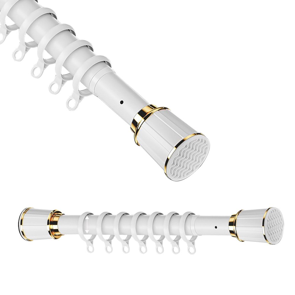 Tension Curtain Rods, Adjustable Expandable Shower Rod Non-Slip Non Drill Tension Rod for Bathroom, Closet, Window, Room Divider(Color:White,Size:70cm-120cm)