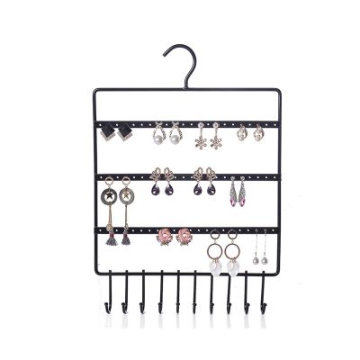 WAOCEO Jewelry Rack 10 Hook Wall Earring Jewelry Organizer Earring Organizer Hanging Holder Necklace Display Stand Jewelry Hange Jewelry Stand Holder (Color : Black)