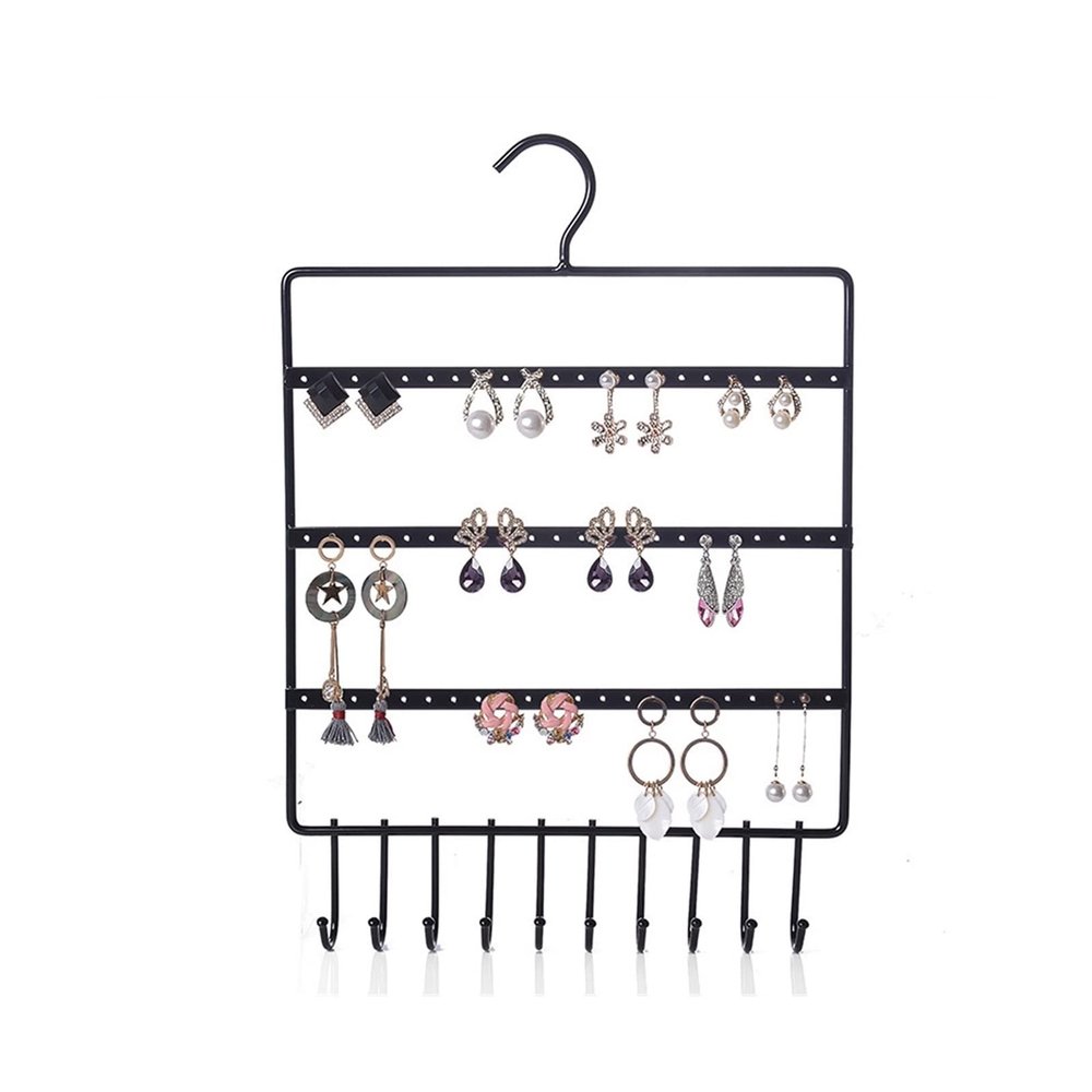 WAOCEO Jewelry Rack 10 Hook Wall Earring Jewelry Organizer Earring Organizer Hanging Holder Necklace Display Stand Jewelry Hange Jewelry Stand Holder (Color : Black)