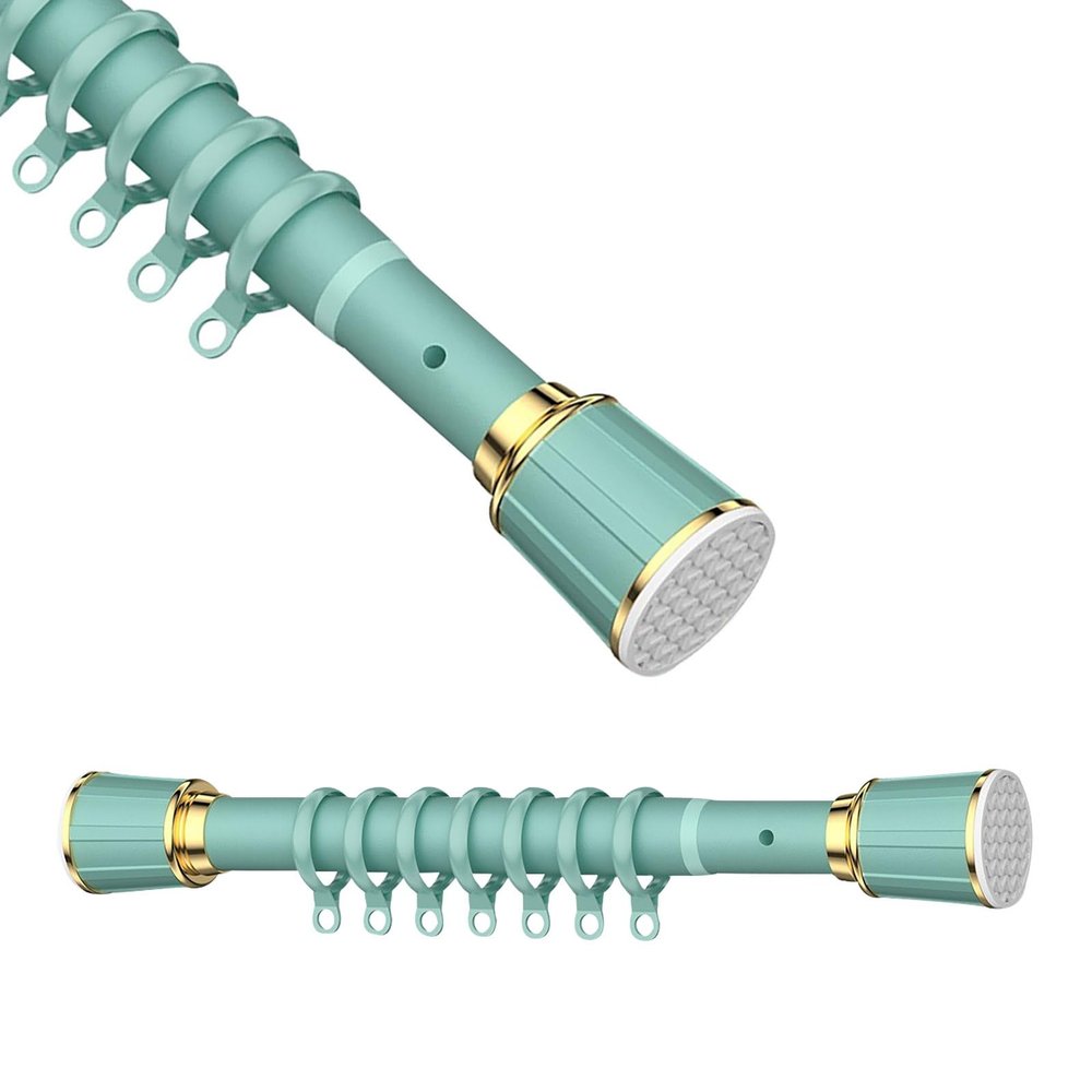 LOTOAK Tension Curtain Rods, Adjustable Expandable Shower Rod Non-Slip Non Drill Tension Rod for Bathroom, Closet, Window, Room Divider(Color:Green,Size:40cm-55cm)