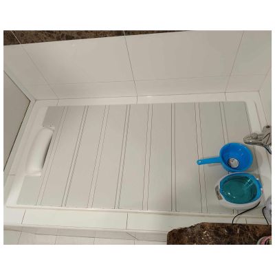 Bathtub Tray Folding Bathtub Cover PVC Waterproof Bath Lid Bathtub Tray, Multifunctional Bathtubs Insulation Boards for Phone Tablet Bracket, Thickness 1.2cm, 19 Size Multifunctional (Color : White,