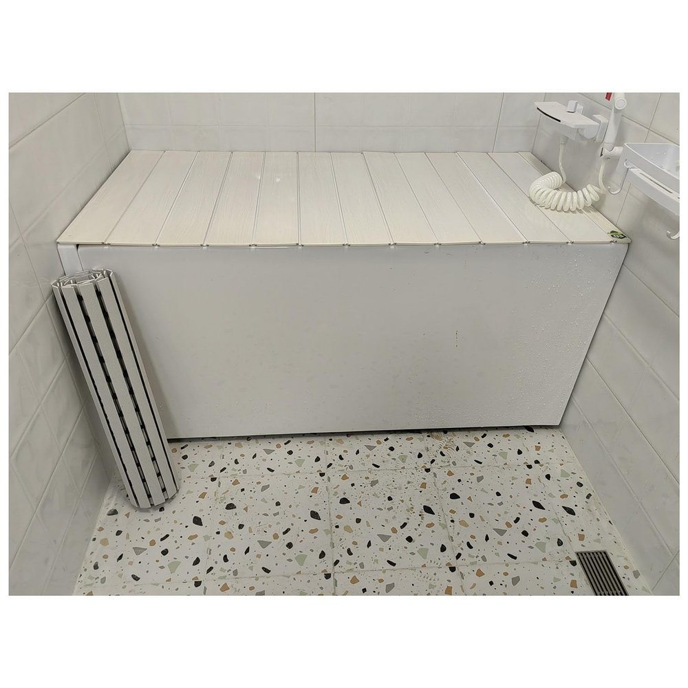 Bathtub Tray Bathtub Insulation Cover Bath Shelf Bathtub Accessories, Anti-dust Board Shutter Bath Lid Bathtub Tray for Book Wine Phone Bathroom Shower, 0.6cm Thickness Multifunctional (Color : White