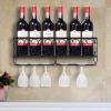 20 Inch Wall Mounted Wine Glass Holder, Metal Black Wine Glass Rack, Hanging Wine Glass Storage with Screws for Bar Kitchen Cupboard Decor view 2