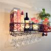 20 Inch Wall Mounted Wine Glass Holder, Metal Black Wine Glass Rack, Hanging Wine Glass Storage with Screws for Bar Kitchen Cupboard Decor view 3
